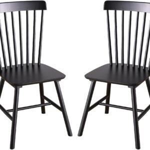 Wooden Windsor Dining Chairs Set of 2 Wood Dining Room Chair Black Spindle Side Kitchen Room Country Farmhouse Chairs