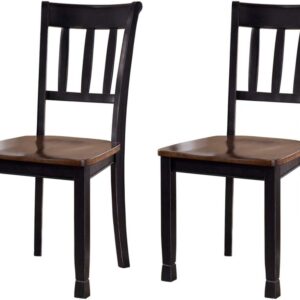 Modern Farmhouse Dining Room Side Chair, Set of 2, Black and Brown