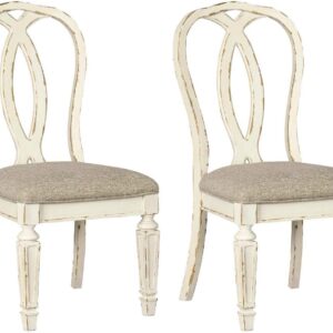 French Country Ribbon Back Dining Chair, 2 Count, Chipped White